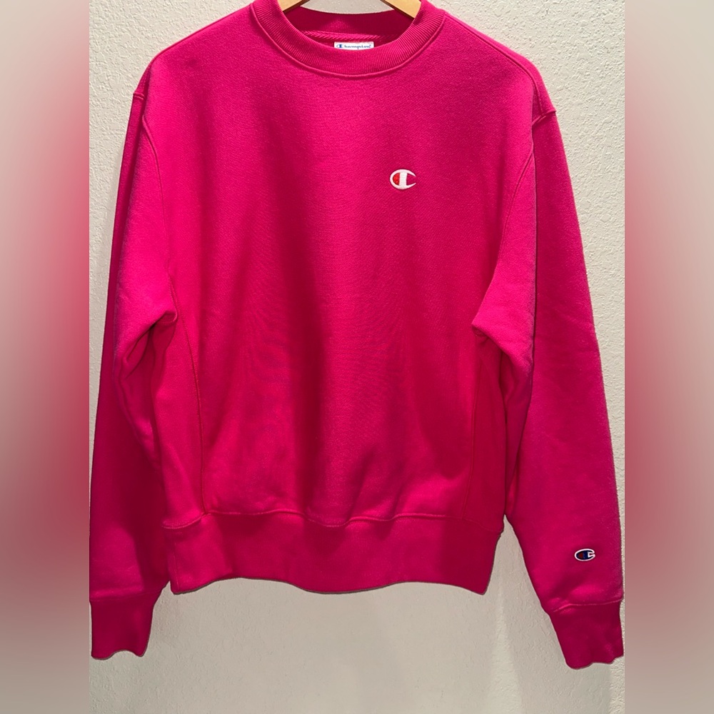 Champion Reverse Weave Fuchsia Crewneck Sweatshirt